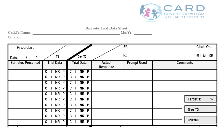 Discrete Trial Data Sheet