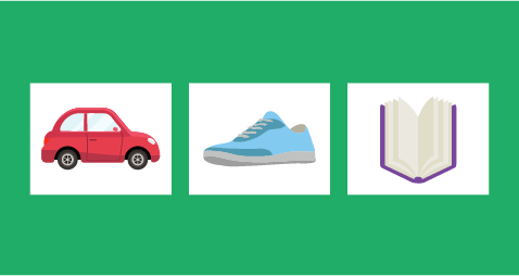 Car, Shoe, Book