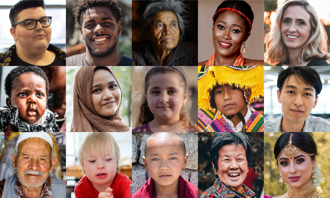 Collage of people of diverse gender, age, and cultural background.