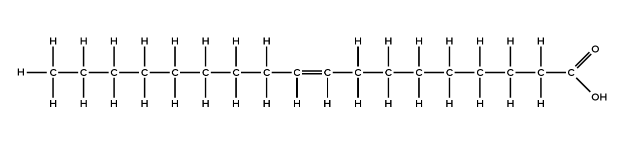Chemical structure of hydrocarbon chain with a double bond.