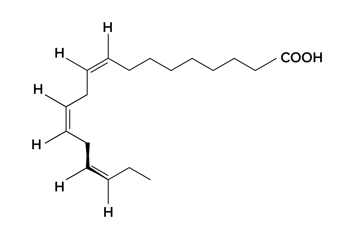 Chemical structure of omega-3 fatty acid.