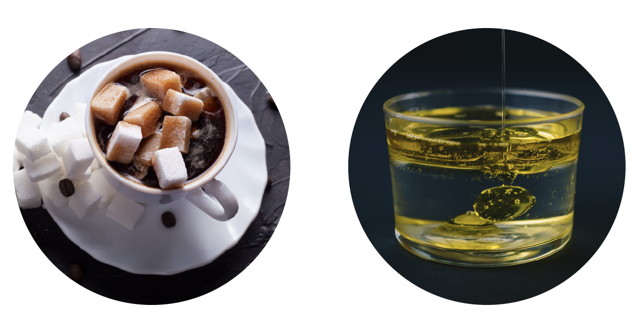 Hydrophilic vs. Hydrophobic - Sugar cubes dissolve in coffee, but oil and water do not mix.