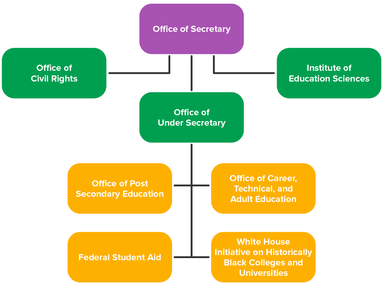 A flow chart of the Department of Education.