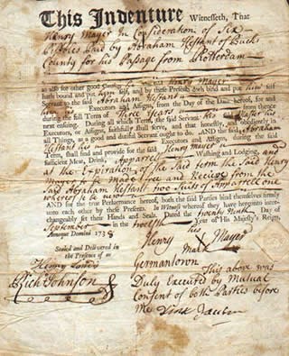 image of a signed indenture contract