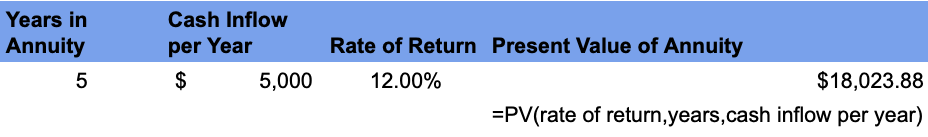 Use the PV function in google sheets to calculate present value. the formula is 