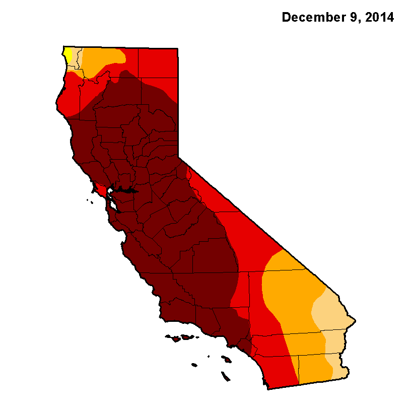 In 2014 more than half the state of California was in an exceptional drought condition, the most severe designation.