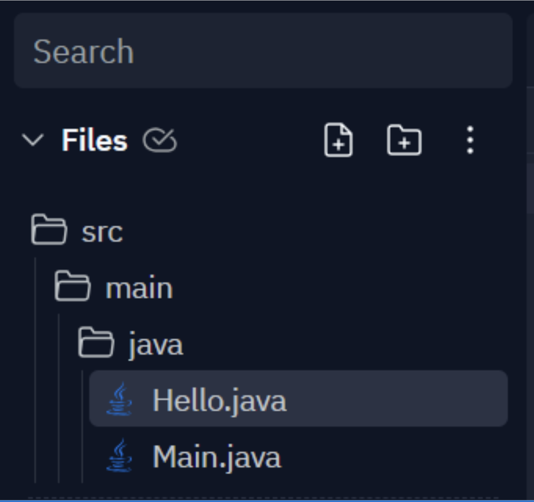 Screenshot of the Replit Hello.Java.