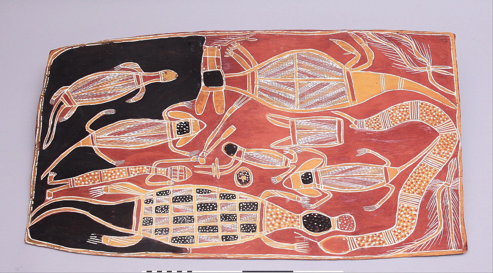 Australian aboriginal bark painting depicting the origin of fire