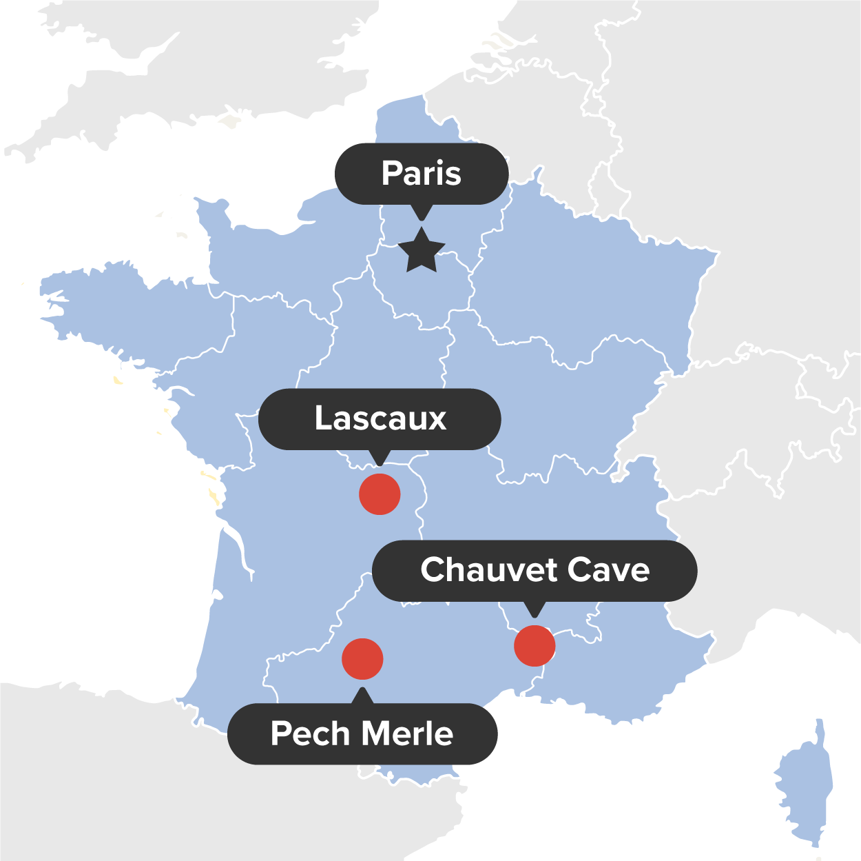 caves are located in the southern part of France