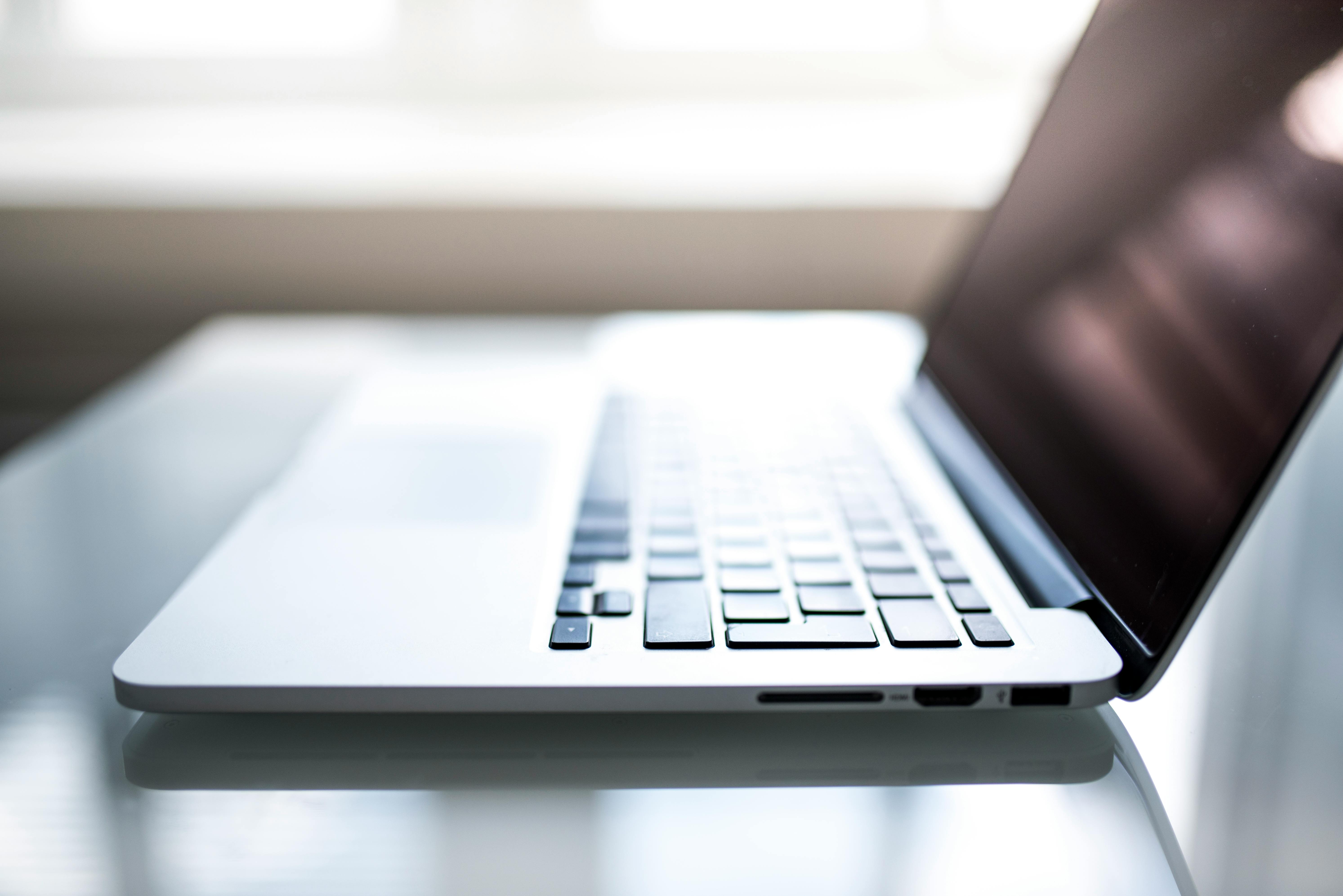 a laptop computer with its lid partially open
