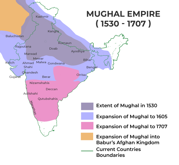 Map of the Mughal Empire at its height