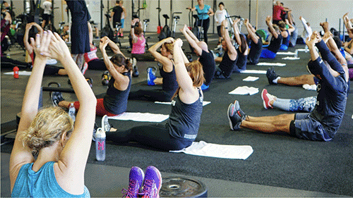 Group yoga session