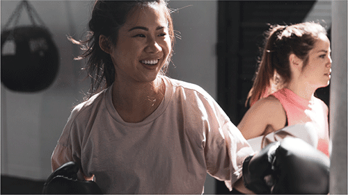 Group kickboxing session