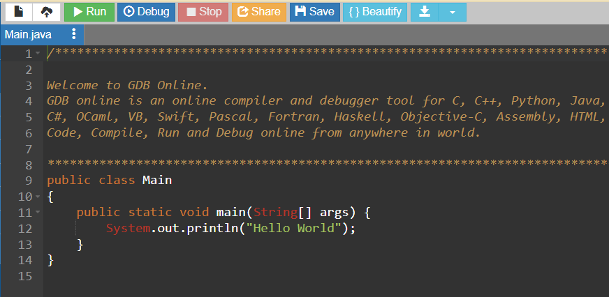 Screenshot of GDB IDE and buttons