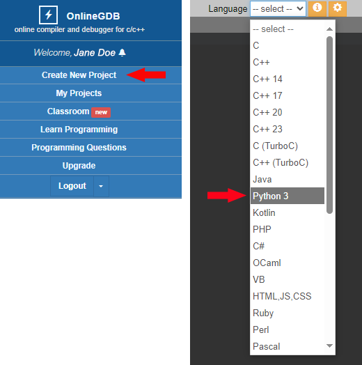 Left side is the screenshot of the right-side menu with focus on the 