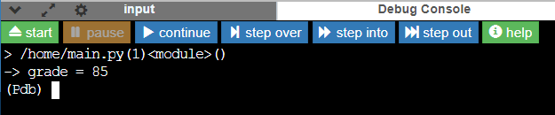 the bottom debug console.