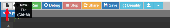 The New File icon in the top menu.