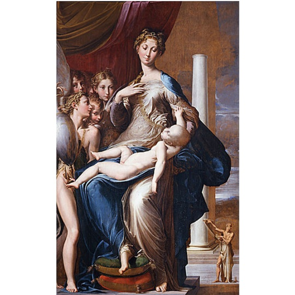 Madonna and Child with Angels (also known as Madonna of the Long Neck) by Parmigianino1534-1540Oil on panel