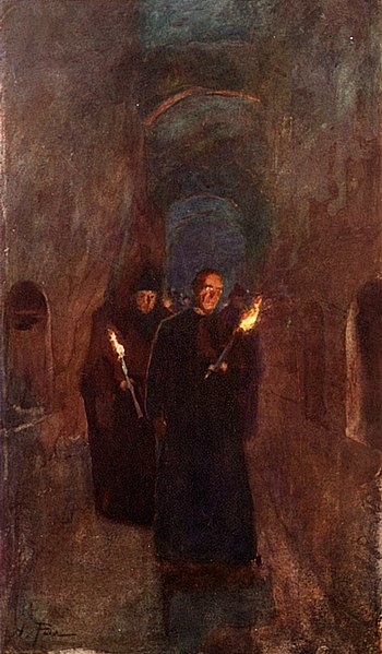 A Procession in the Catacomb of Callixtus by Alberto Pisa1905Painting