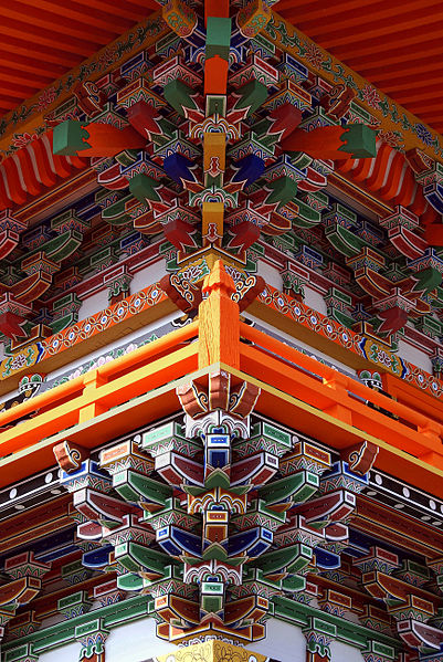 Dougong supporting a structure at a Japanese temple