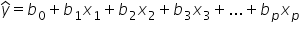y with hat on top equals b subscript 0 plus b subscript 1 x subscript 1 plus b subscript 2 x subscript 2 plus b subscript 3 x subscript 3 plus... plus b subscript p x subscript p