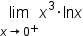 limit as x rightwards arrow 0 to the power of plus of x cubed times ln x